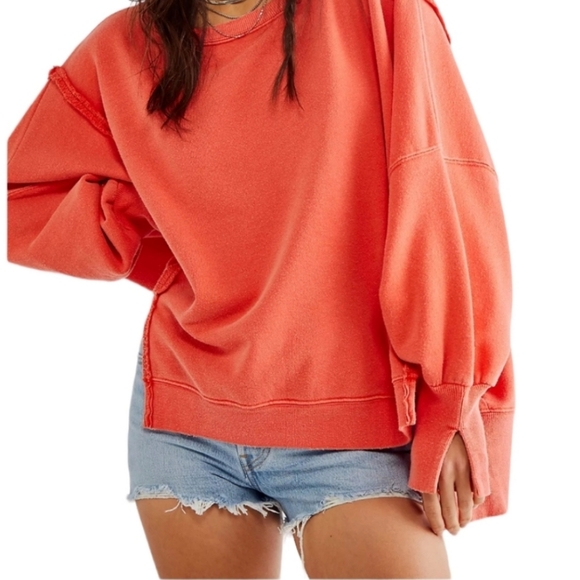 NWT FREE PEOPLE GREEN Adventure CAMDEN OVERSIZED PULLOVER Sweatshirt We The Free - Picture 9 of 14